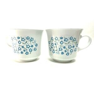 Corelle Corning Blue Heather Coffee Cups Mugs Retired Lot of 2 Vintage